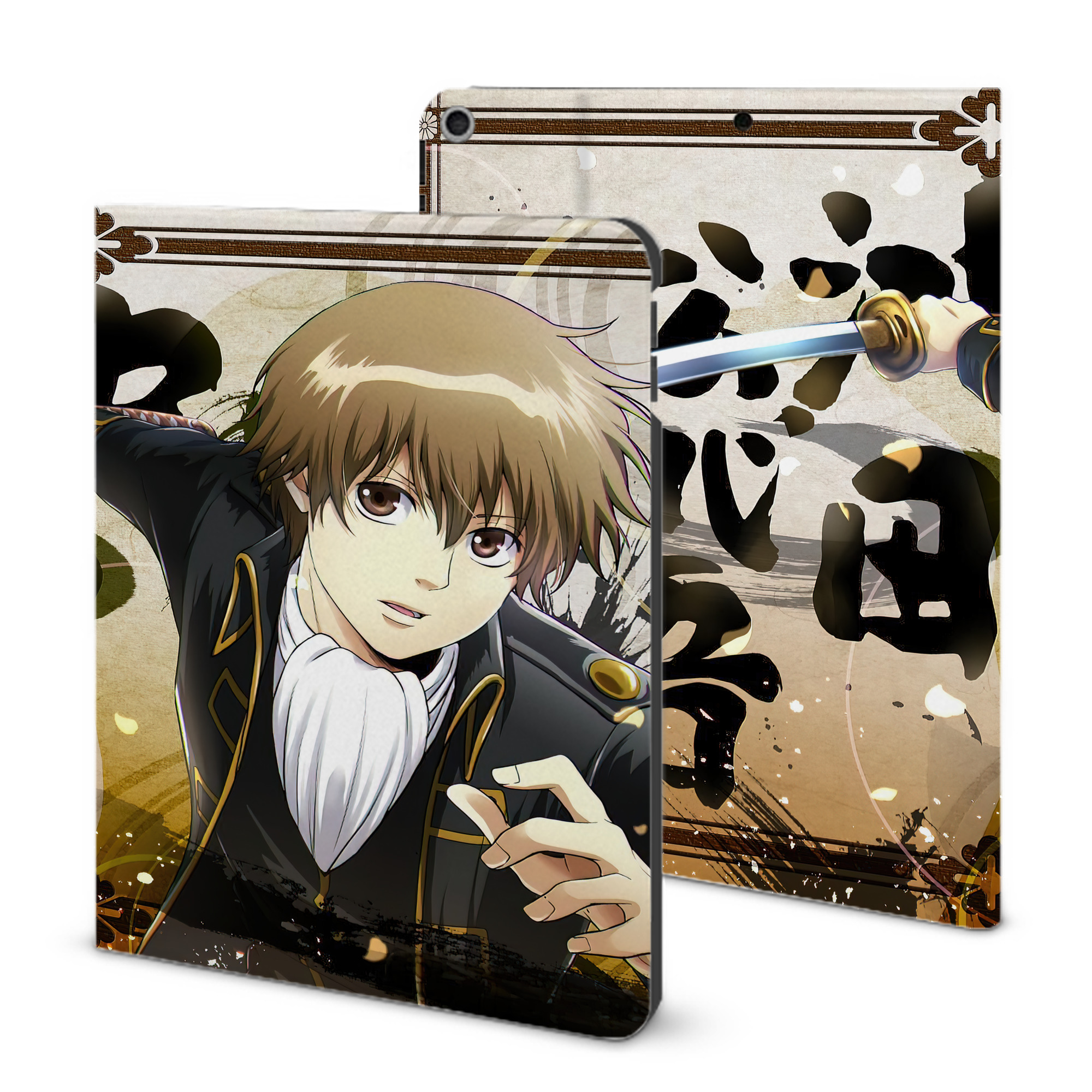 ぎんたま 坂田銀時（さかたぎんとき） 神楽 志村新八（しむら しんぱち） GINTAMA Sakata Gintoki Kagura Shimura Shinpachi IPad ケース ブック型 PUレザー TPU 耐衝撃 軽量 薄型 ペン収納なし 全面保護 IPad 各モデル対応